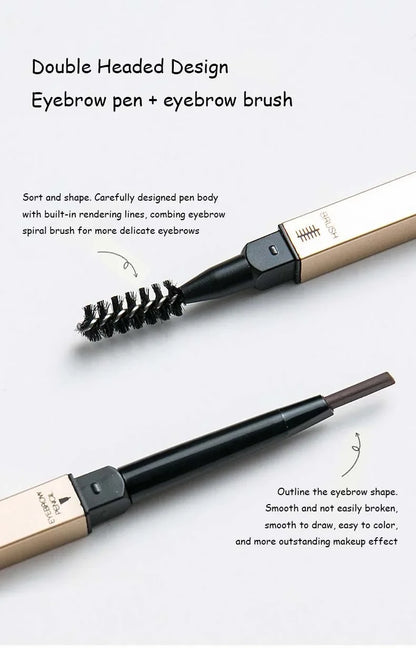 Double Head Eyebrow Pencil with Brush Waterproof Smooth