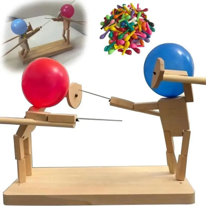 Balloon Bamboo Man Battle Handmade Wooden Fencing Puppet