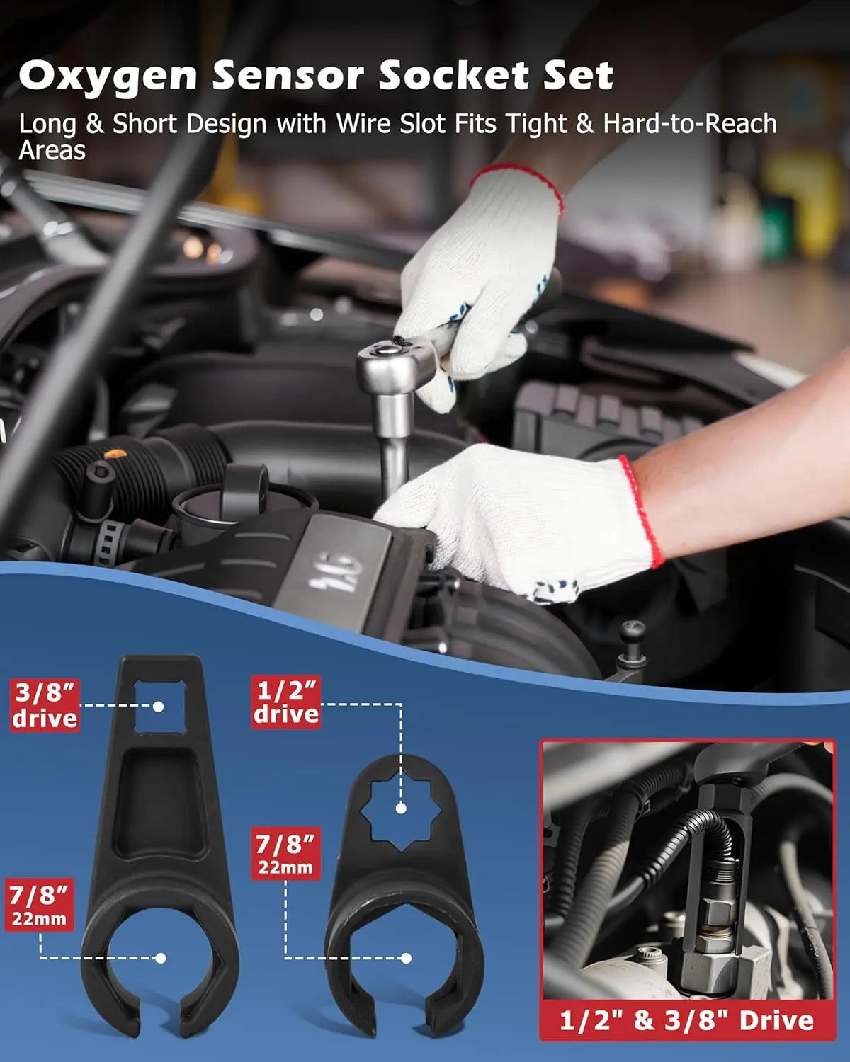 Universal Oxygen Sensor Socket Set O2 Lambda Sensor Removal