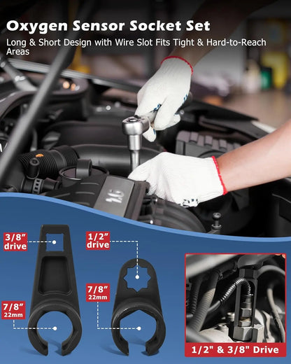 Universal Oxygen Sensor Socket Set O2 Lambda Sensor Removal