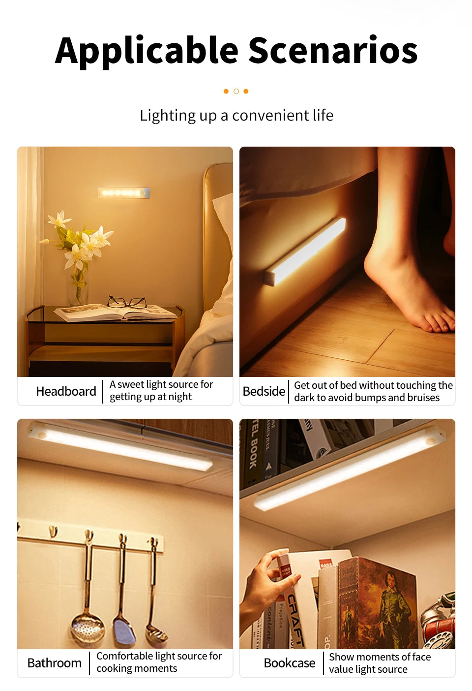 Smart Motion Sensor Night Light Wireless Rechargeable Led Night Lights