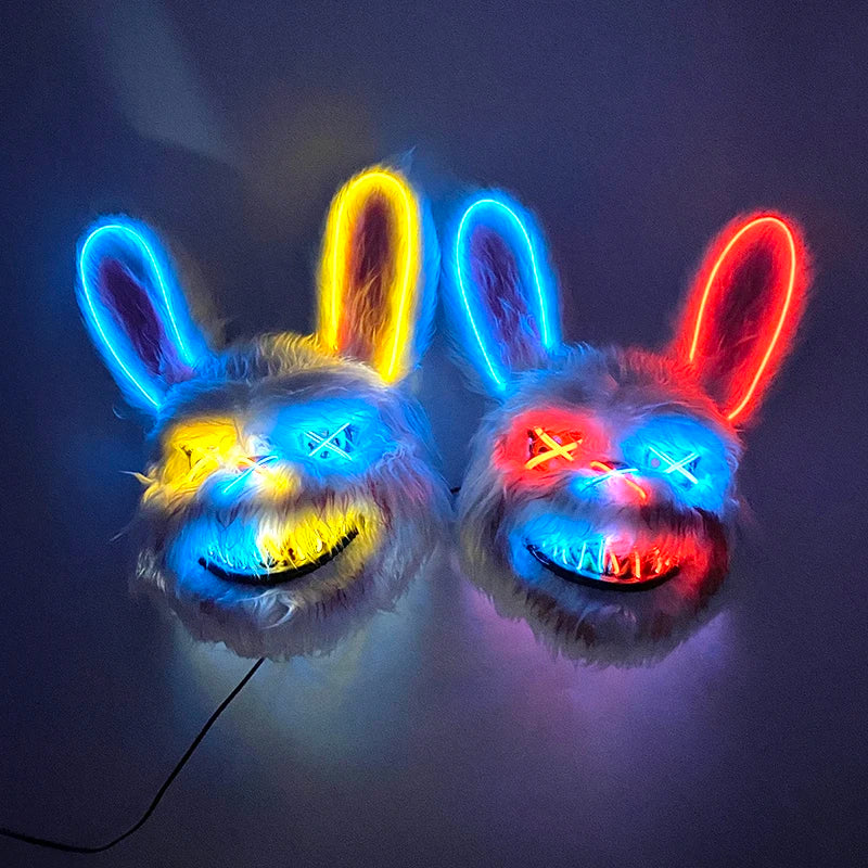 LED Bloody Rabbit Mask Glowing Killer Black Bear Mask Halloween