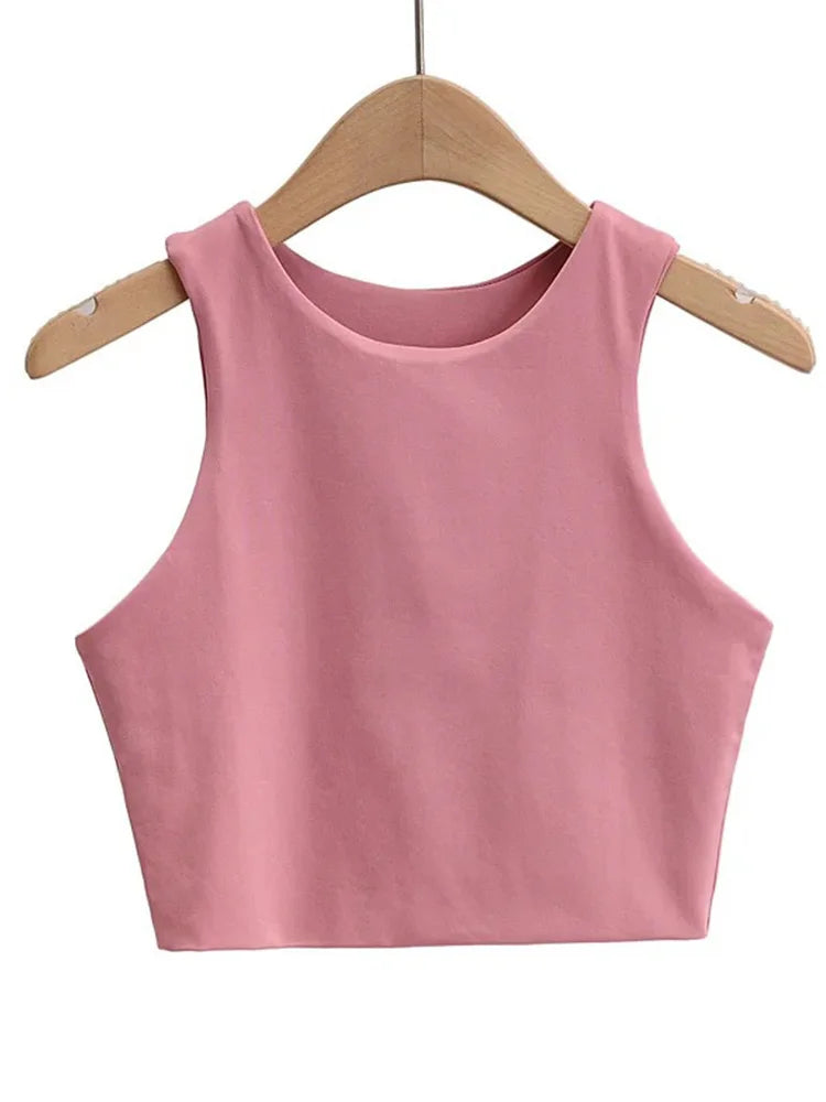 Summer Fashion Women Sexy Slim Tops O-neck Sleeveless