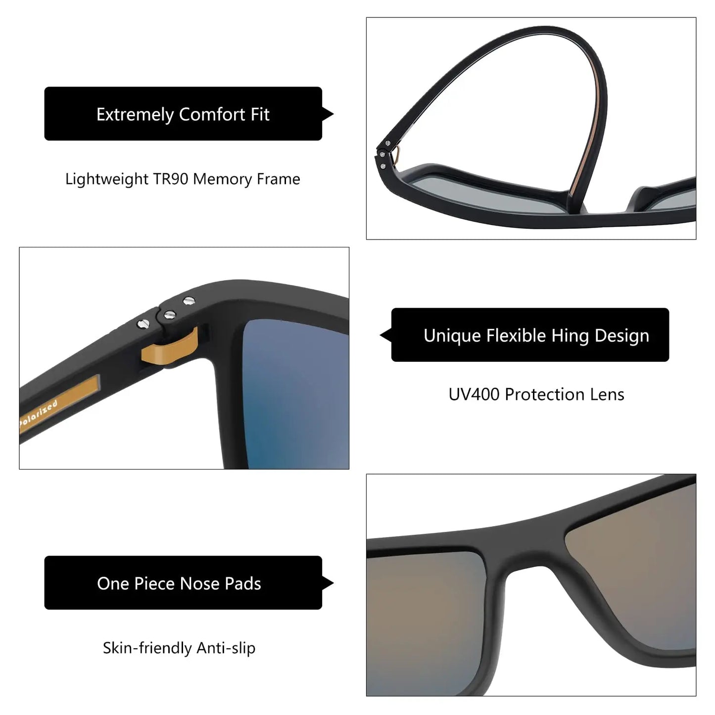 Polarized Sunglasses for Men Shades Lightweight TR90 Frame
