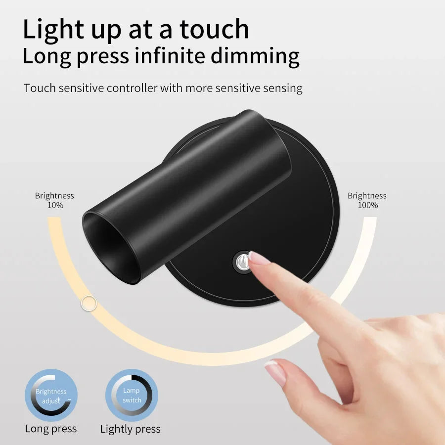 USB Rechargeable Magnetic LED Wall Lamp Reading Light