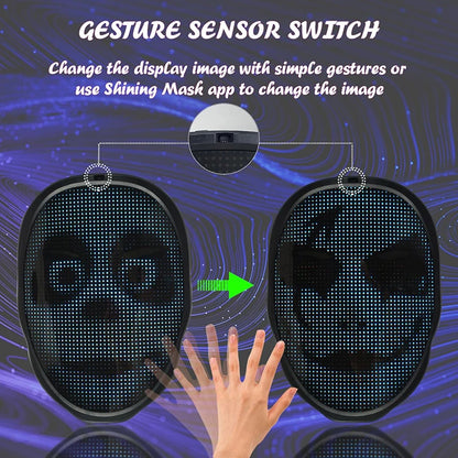 Led Mask with Bluetooth App Control Programmable Face Transforming Light up