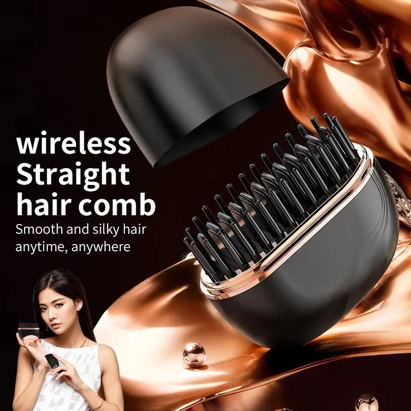 Wireless Hair Straightener Brush 2 in 1, Cordless Straightening