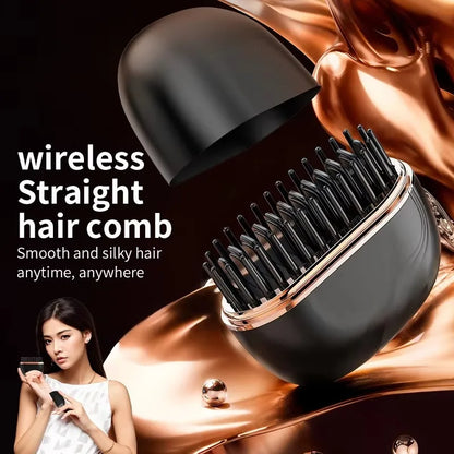 Wireless Hair Straightener Brush 2 in 1, Cordless Straightening