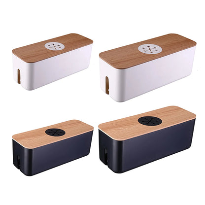 Wooden Cable Storage Box Power Line Storage Case