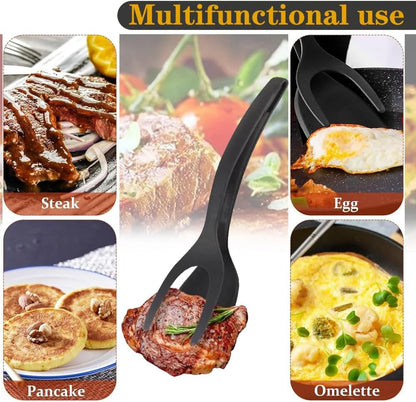 2-in-1 Grip Flip Spatula Tongs - Nylon Non-Stick Egg