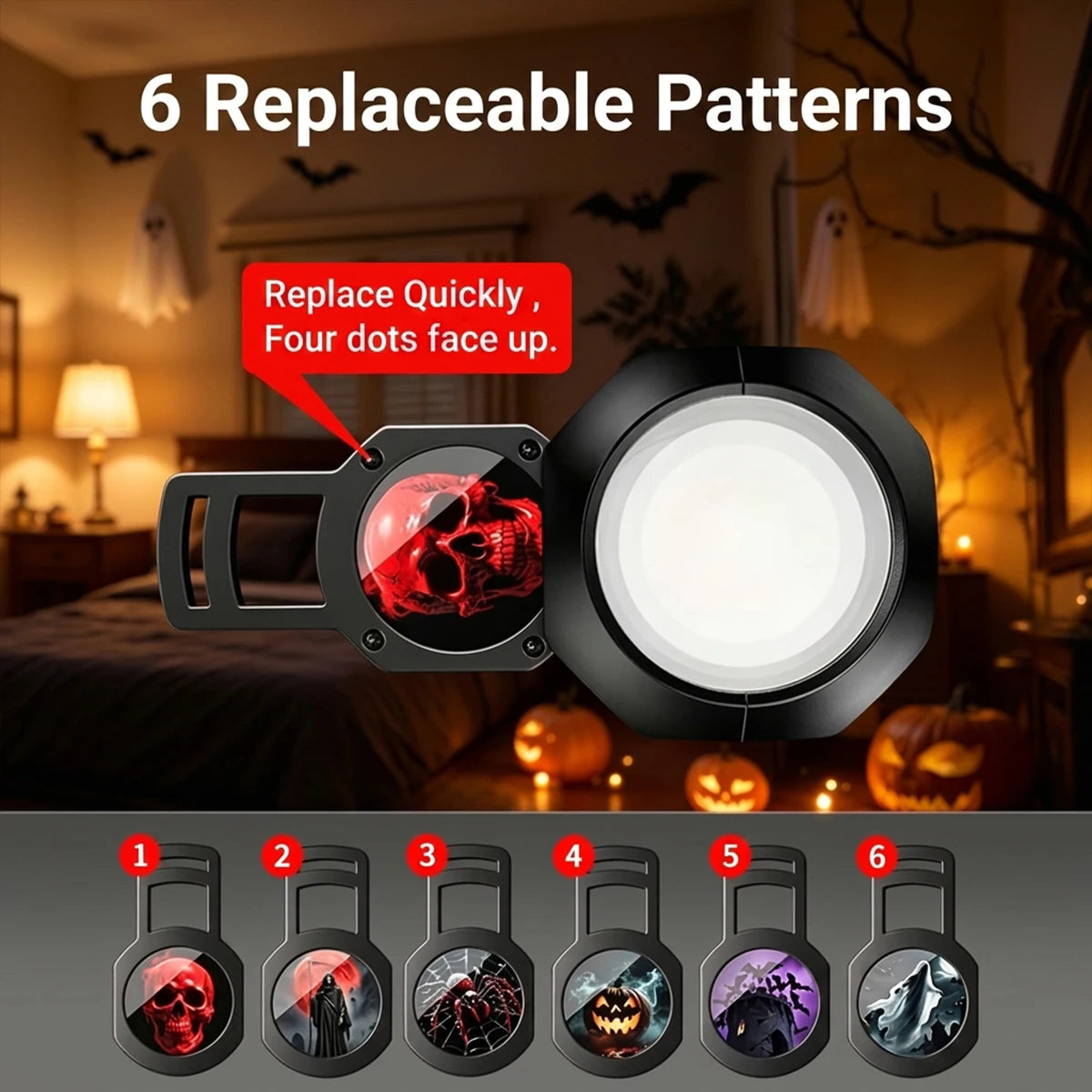 USB Halloween Projector Light 6 Patterns Mini LED Spooky