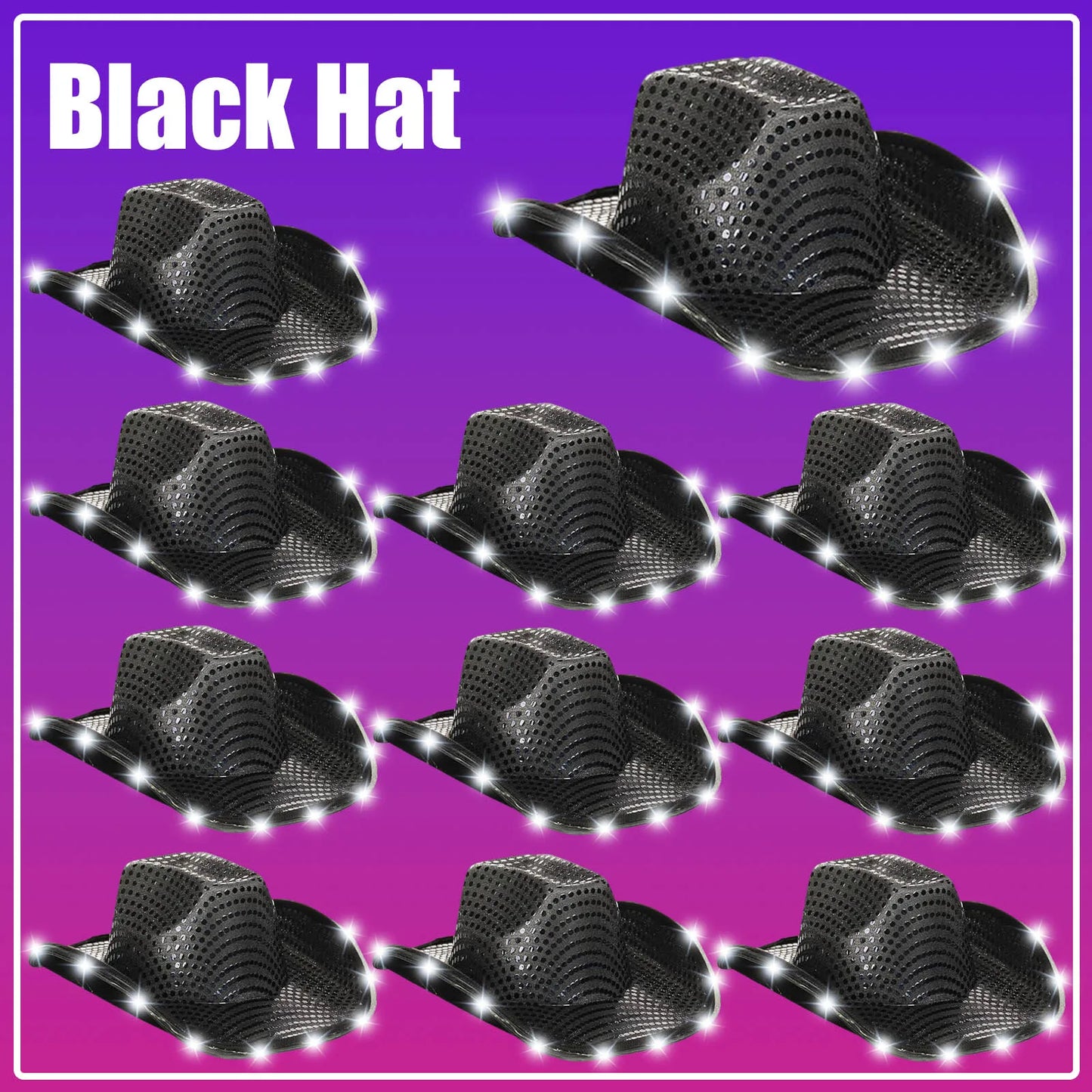 LED Cowboy Hats Wedding Hats Bulk Light up Cowboy Hats