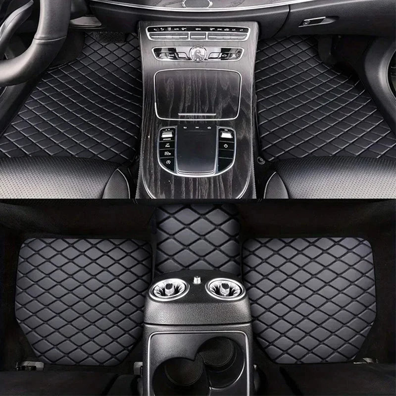 Universal 5Pcs Car Floor Mats PU Leather Waterproof Dust-Proof