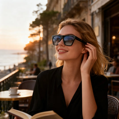 Retro Square Polarized Sunglasses Women Men Acetate