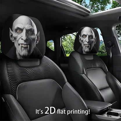 2pcs vampire-themed car headrest covers adding a spooky