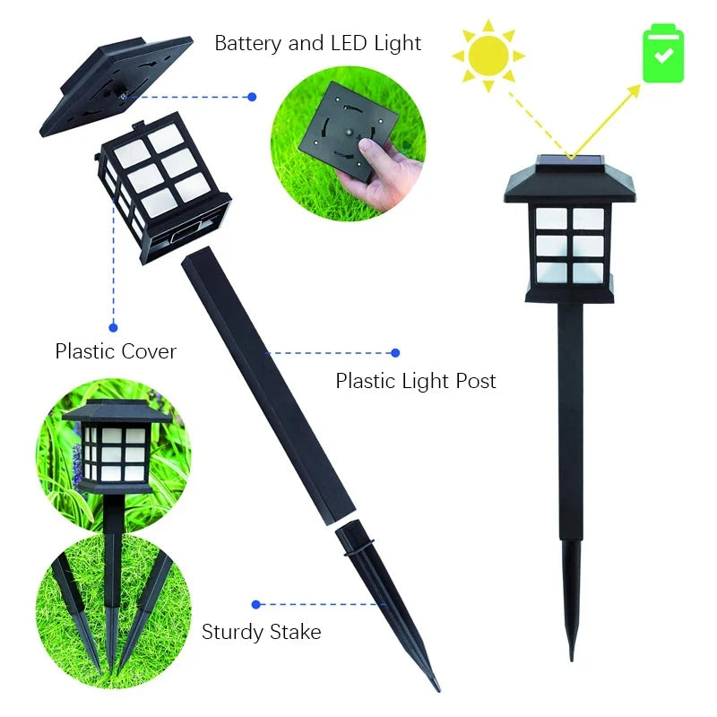 8 Pack Solar Pathway Garden Lights Outdoor Solar Lawn Lamp