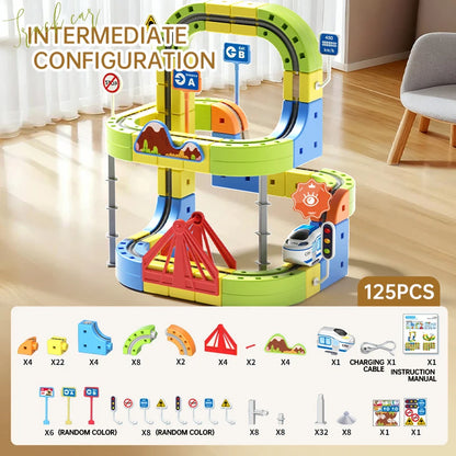 Kids Magnetic Rail Car Cube Toys Educational Toy