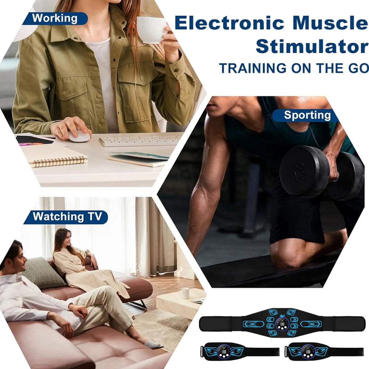 Portable EMS Muscle Stimulator Set – Electric Abdominal Belt