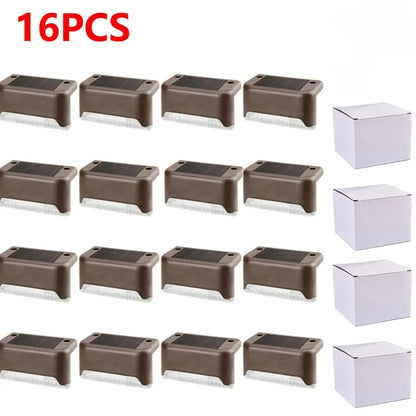 Warm White Solar LED Step Lights Waterproof Outdoor