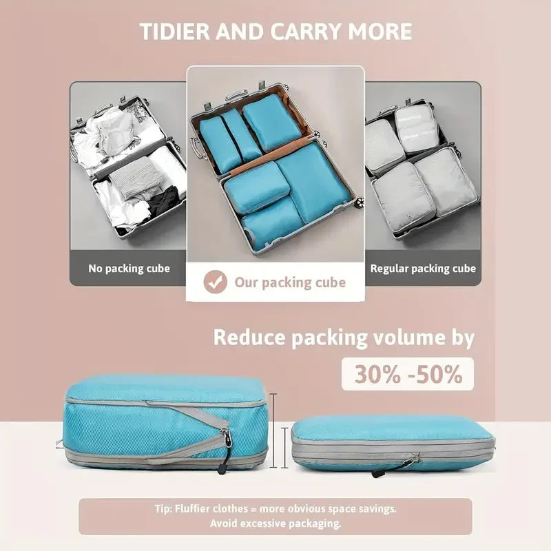Travel Compression Packing Cubes Suitcase  Organizer Set