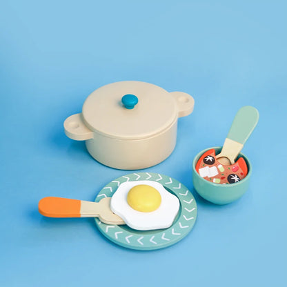 Wooden Kitchen Pretend Play Set Montessori Simulation Plates