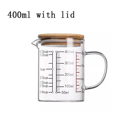 Heat-resistant Glass Measuring Cup With Wood Lid