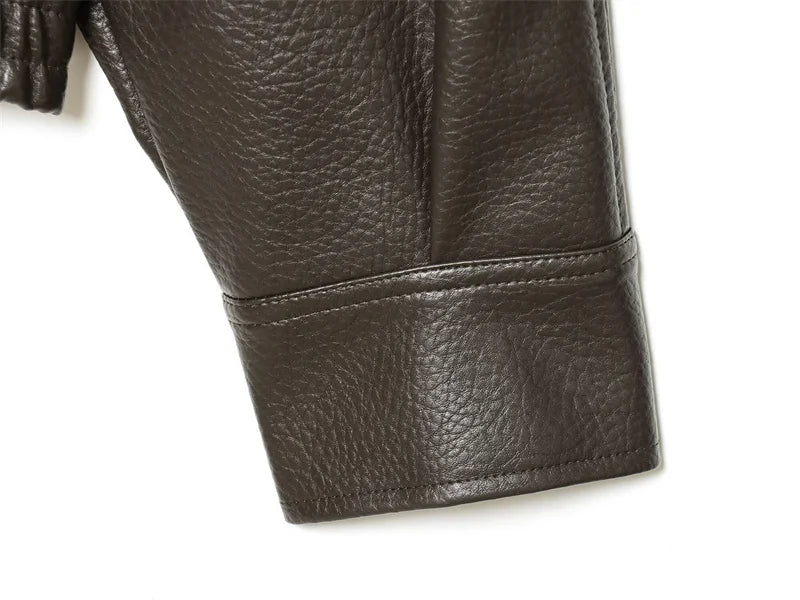 Women's Jacket Fall New Black Long Sleeve Pebble Faux