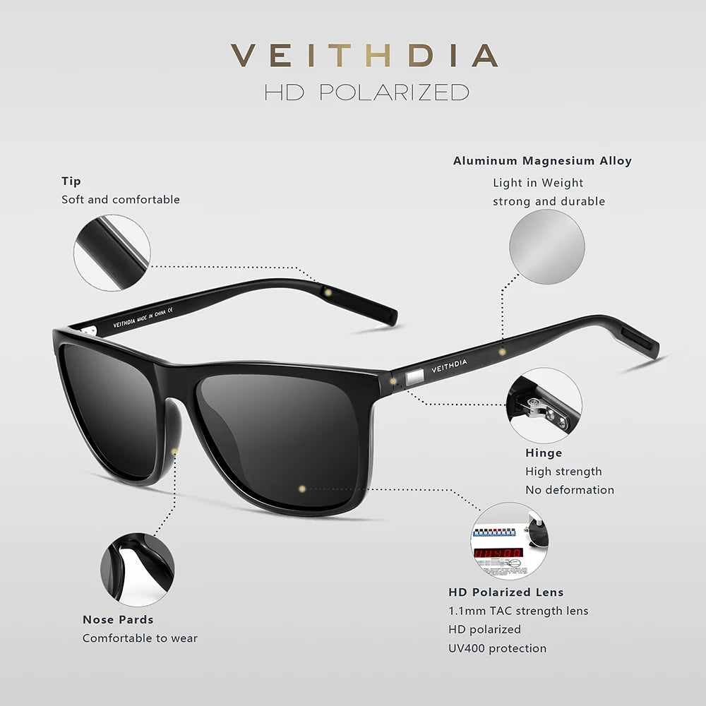 VEITHDIA Brand Sunglasses Unisex Retro Aluminum+TR90