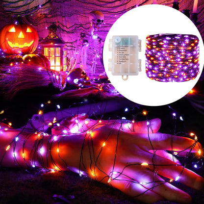 Halloween Lights LED Purple Orange String Light Fairy