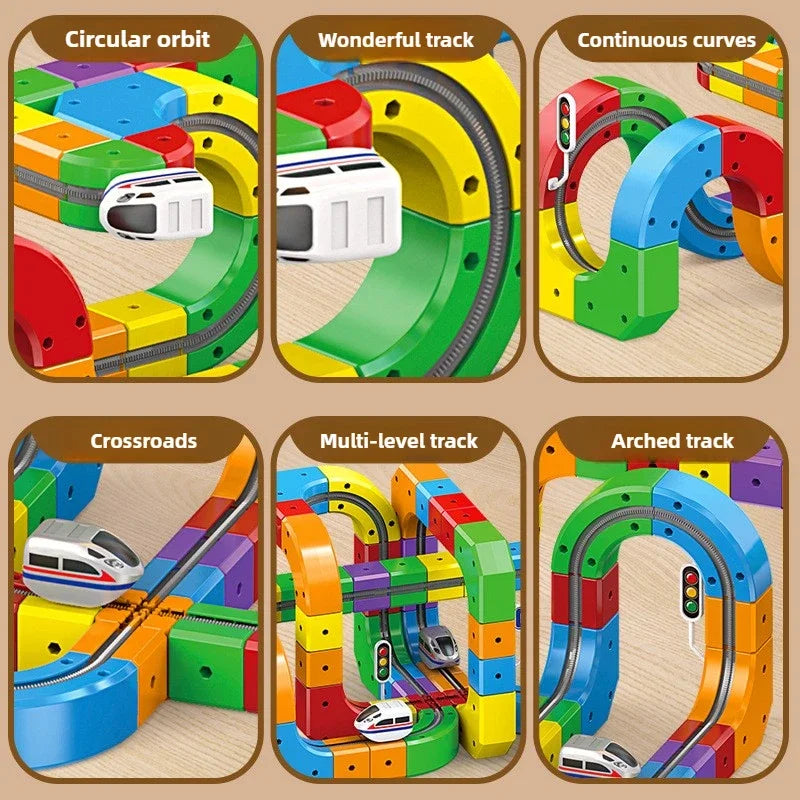 Kids Magnetic Rail Car Cube Toys Educational Toy