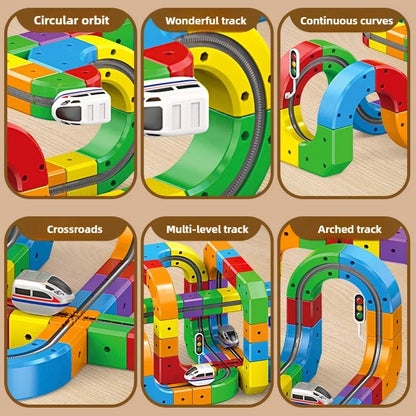 Kids Magnetic Rail Car Cube Toys Educational Toy