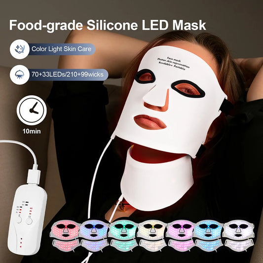 Silicone LED Mask Face With Neck 7 Colors LED Photo
