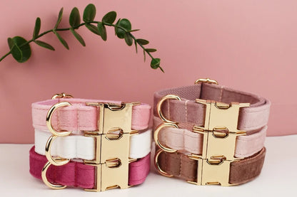 Velvet Collar Free Engrave Dog Collar Leash Dog Collars
