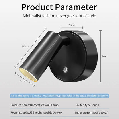 USB Rechargeable Magnetic LED Wall Lamp Reading Light