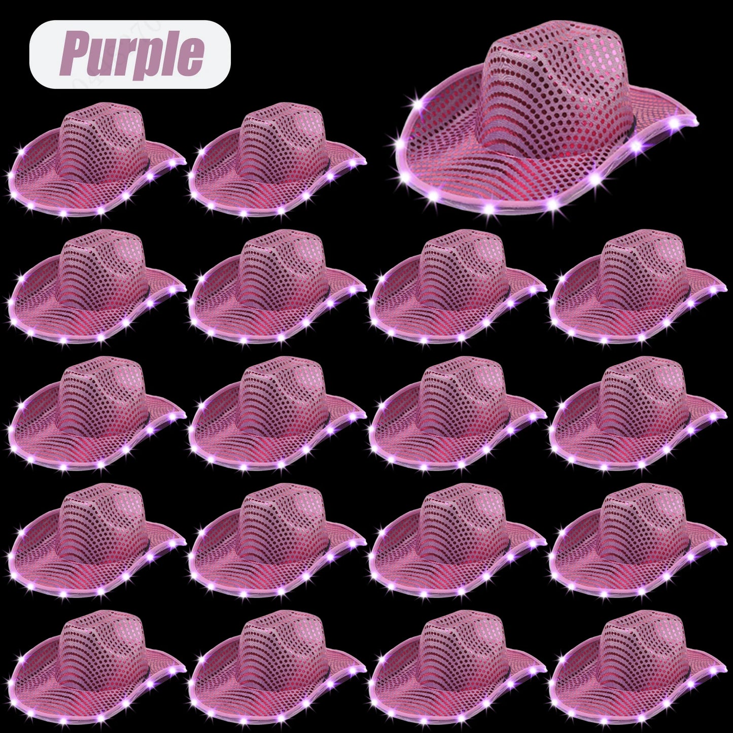 LED Cowboy Hats Bulk for Wedding Lighting up Party Hats