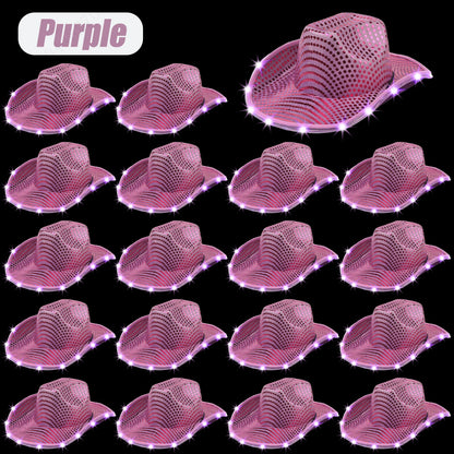 LED Cowboy Hats Bulk for Wedding Lighting up Party Hats