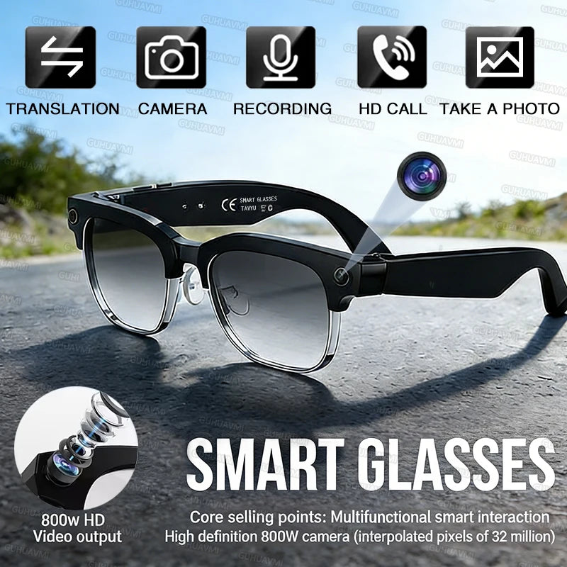 800W Pixel Camera Smart Glasses Men Video Recording AI Photo