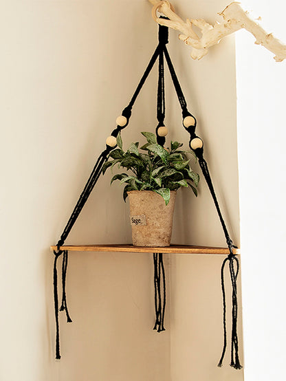 Floating Wall Shelf Wood Triangle Corner Display Stand
