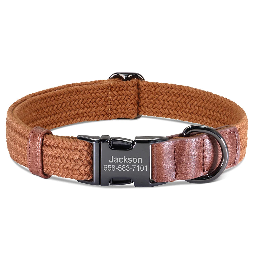 Custom Dog Collar Durable Nylon Free Engraved Pet Name