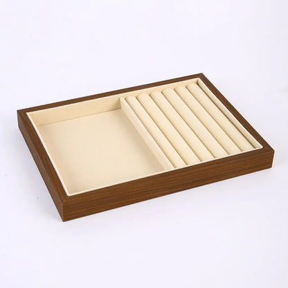 Solid Wood Jewelry Display Tray Stackable Storage