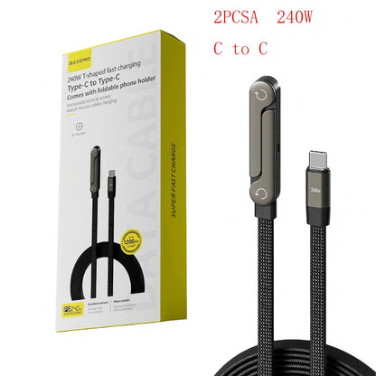 Fast Charging Foldable Bracket Data Cable 2-in-1 Data Wire