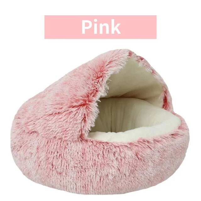Soft Plush Pet Bed with Cover Round Cat Bed Mattress