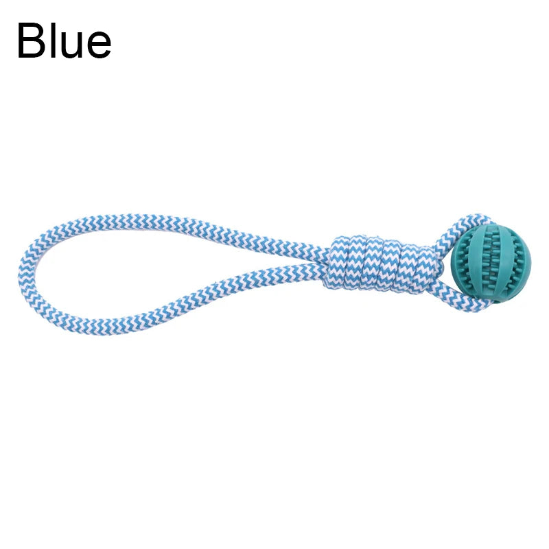 Pet Tooth Cleaning Pet Ball Toy with Rope Rubber Leaking Balls
