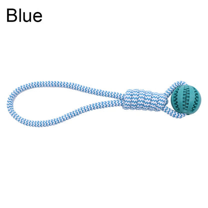 Pet Tooth Cleaning Pet Ball Toy with Rope Rubber Leaking Balls