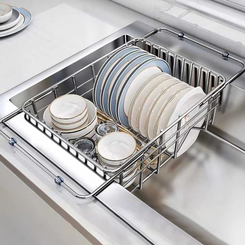 Stainless Steel Telescopic Sink Drain Rack Non-Slip Dish