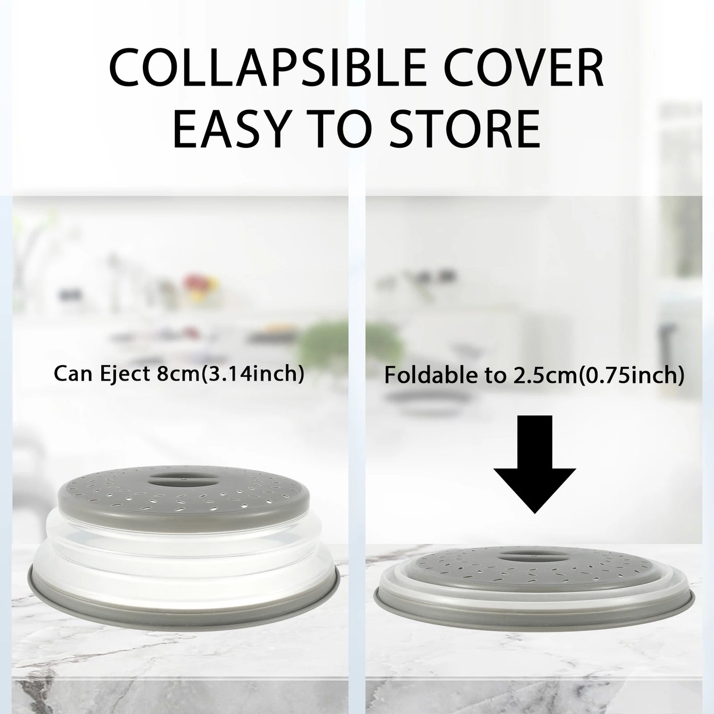 Foldable Microwave Splatter Cover Collapsible with Handle