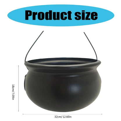Black Cauldron Kettle Bucket Witches Sweets Candy Bowl for Halloween