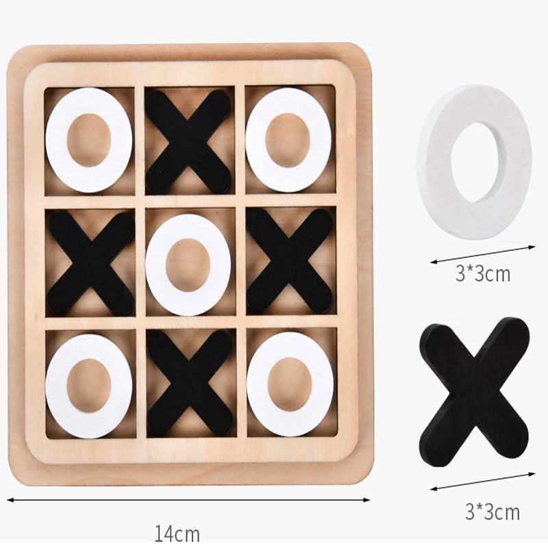 Montessori Chess Play Wooden Jigsaw Toy Game Interaction