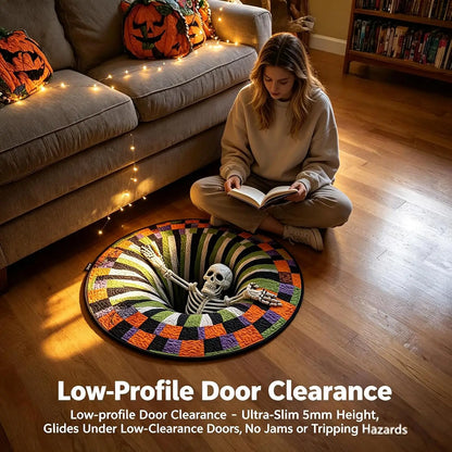 3D Halloween Rug, Skeleton Vortex Quilted Round Rugs