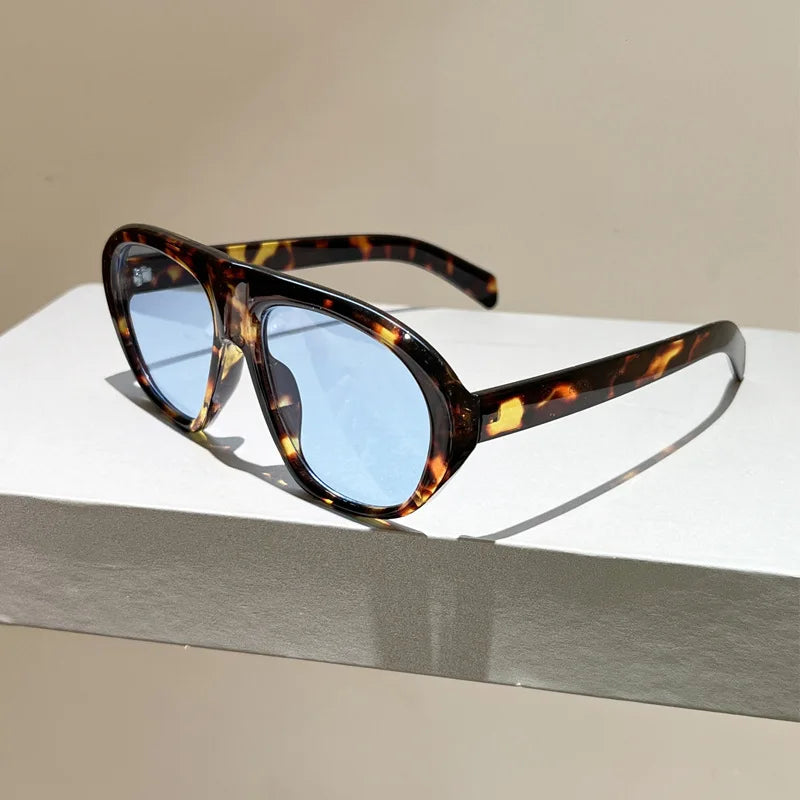 new fashion leopard gradient oval sunglasses for women